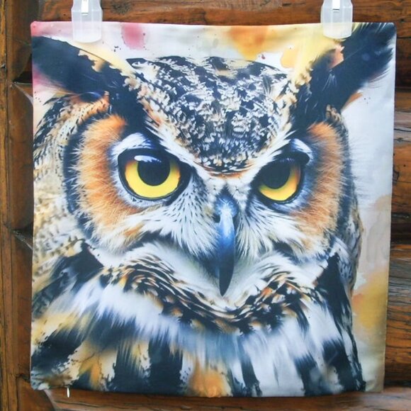 NEW Lot of 2 Double Sided Owl Throw Pillow Covers Rustic Cabin Wildlife Birds - Picture 2 of 2